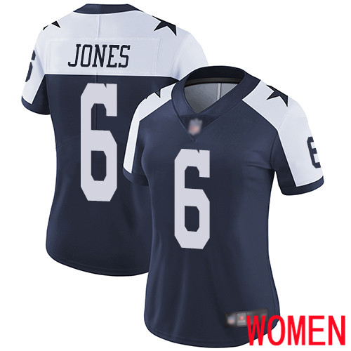 Women Dallas Cowboys Limited Navy Blue Chris Jones Alternate #6 Vapor Untouchable Throwback NFL Jersey